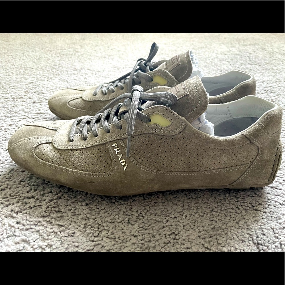 Rare find Stone colored lace up Prada Drivers